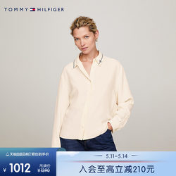 Tommy 24新款春夏女装轻薄垂感刺绣镶边翻领宽松衬衫外套40549