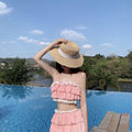 日系软妹2021夏季新款甜美可爱蕾丝花边背心设计感小众泳衣套装女