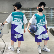 儿童篮球服23号詹姆斯球衣男童中大童速干假两件运动套装短袖队服