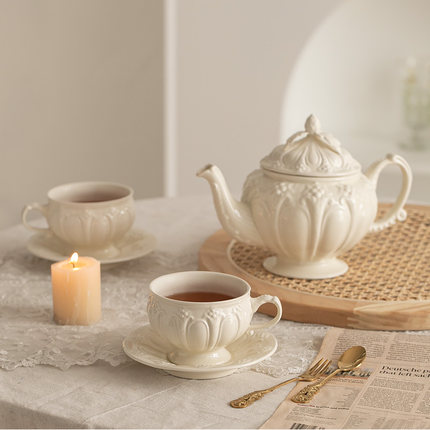 法式下午茶壶 复古优雅杯碟红茶家用新骨瓷 茶具陶瓷奢华欧式英式