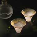 日式玻璃雪山富士山杯 清酒杯 侘寂风 茶杯 金箔烈白酒杯家用茶具