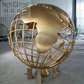 不锈钢地球仪雕塑定做厂家大型镂空球体造型徽标户外三维金属徽章