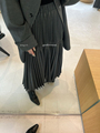 SukiiRED中长款压褶裙子女2024新款橡皮筋腰百褶黑色A字半身裙