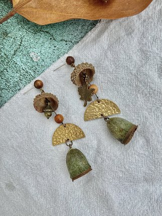 桉树果 | Reno手作植物饰品果实种子复古古铜小众耳环耳夹耳饰