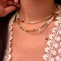 小米珠锁骨链彩色串珠天然石珍珠复古项链个性时髦小众设计感叠戴