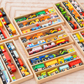 儿童小火车头车模玩具木制质滑行车惯性磁性盒装小车兼容木质轨道