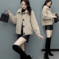 羊羔毛外套女2022新款韩版秋冬加厚加绒羊羔绒短款小个子学生卫衣