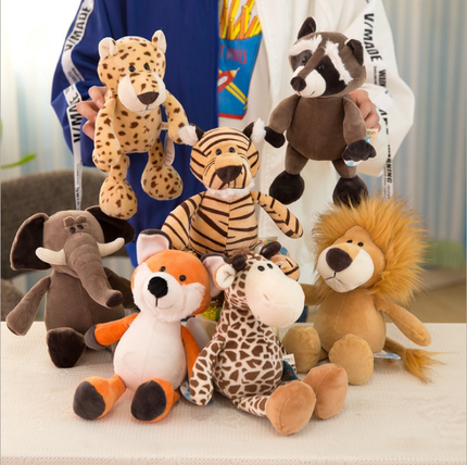 森林动物玩偶毛绒玩具 大象猴子老虎狮子长颈鹿 儿童礼物抱枕公仔