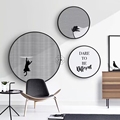极简风创意个性圆形画客厅装饰画黑白餐厅壁画卧室圆型框背景墙画