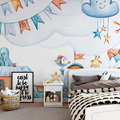 2021壁画卡通动物气球儿童房壁纸客厅卧室简约现代电视背景墙纸