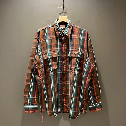 BEAMS JAPAN Loose Fit Check Shirt 23AW 日产红绳条纹长袖衬衫