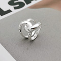 东大门S925纯银双C缠绕交叉戒指男女夸张小众设计感食指指环