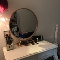 创意金色铁艺单面台式镜子欧式精品圆形公主梳妆镜高清桌面化妆镜