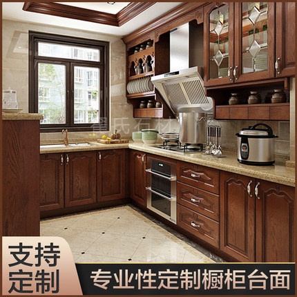 人造石英石定制上海厂直销美式别墅灶台小户型厨房台面翻新纯白板