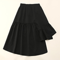 32407黑色设计感不规则错位拼接肌理松紧高腰半身裙迷笛裙0.28