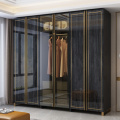 轻奢高光实木衣柜家用卧室玻璃门现代简约小户型开门大小衣橱定制