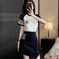 GG。休闲运动套装女夏季202新款韩版宽松时尚减龄短袖t恤短裙两件