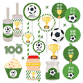 男孩十岁绿色足球主题甜品台装饰生日蛋糕插牌摆件生日推推乐贴纸