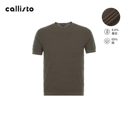 【压花蚕丝】callisto卡利斯特男士短袖T恤夏季舒适凉爽圆领凉感