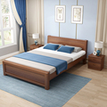 实木床现代简约单人床胡桃色白色清漆原木卯榫床经济型1米1.2m1.5
