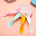 一次性叉子独立包装塑料水果叉餐具生日蛋糕叉磨砂彩色甜品波浪叉