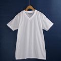 3757白色T恤 大码棉质v领套头简约纯色薄款透气短袖衫男女款外贸