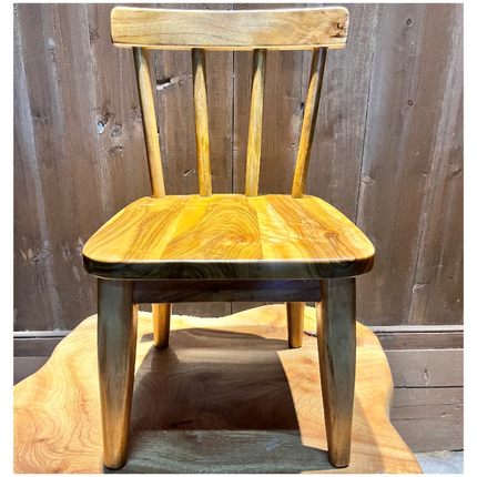 温莎椅靠背椅香樟木椅子原木风北欧现代休闲餐椅家用实木椅餐桌椅