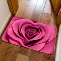 粉色心形玫瑰花进门地垫厨房卫生间脚垫卧室床边地毯可来图定制