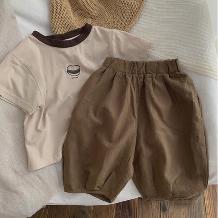 男童纯棉短袖套装夏季薄款新款中小童洋气上衣宝宝七分短裤两件套