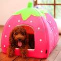 极速Folding Strawberry Kennel Cat Dog Bed Pet House 5 colors