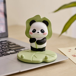 佛系熊猫办公室手机支架桌面2024新款卡通创意可爱装饰摆件放置小