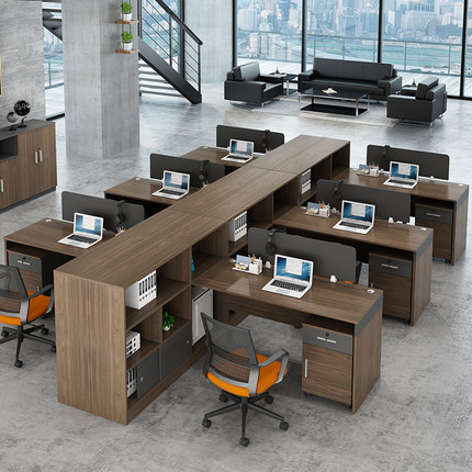 办公桌椅组合高柜4人位员工屏风工作位财务室46人职员桌简约现代