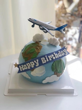 合金飞机飞行员蛋糕装饰航空模型玩具宇航员男孩地球主题插件插牌