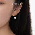 SHINE萱子饰品珍珠耳钉小金豆耳环耳饰女爆款银针气质小众设计