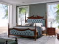 欧式别墅轻奢古典家具纯实木大美式洛克实木床双人床柱子床卧室