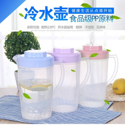 塑料冷水壶 超大容量凉水壶耐高温耐热家用商用带盖 带刻度茶水壶