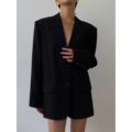 NEVA HU 黑色西装外套女2024春季新款韩版宽松复古休闲显瘦小西服