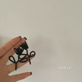 HUA LU-女王级~韩国买手时髦复古黑色串珠花朵仙女个性耳环耳夹