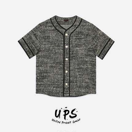 【UPS】CLOT SS22 灰色羊毛棒球夏季休闲黑边短袖衬衫开衫TEE