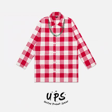 【UPS】CLOT 22SS CHINESE SOUTIEN玉石红白格纹盘扣中式衬衫外套