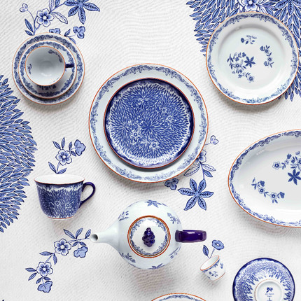 瑞典罗斯兰Rorstrand Floris 马克咖啡茶杯陶瓷西餐具碗碟平深盘