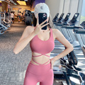 运动内衣女背心式聚拢性感系带镂空美背健身服跑步防震U型瑜伽bra