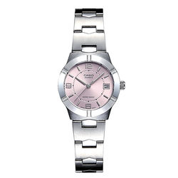 卡西欧手表女Casio LTP-1241D-4A 粉色钢带简约轻巧石英女士手表