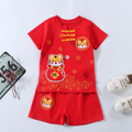 新款中国风儿童短袖套装夏季唐装棉质汉服男童女童周岁礼服0-6岁