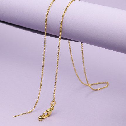 镀18k黄金色万能链项链女夏穿珍珠素链针式细款可调节锁骨链