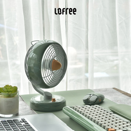 洛斐LOFREE电风扇小型台式办公室桌面USB摇头充电空气循环扇