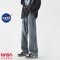 NASA联名美式复古阔腿牛仔裤男夏季薄款潮牌休闲裤垂感宽松直筒裤