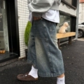 牛仔裤宽松阔腿短裤男