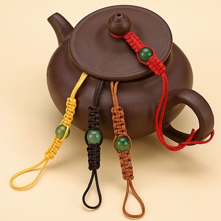 高档手工编织茶壶绑壶绳新款壶盖防摔绳子通用玻璃配件水杯系壶绳