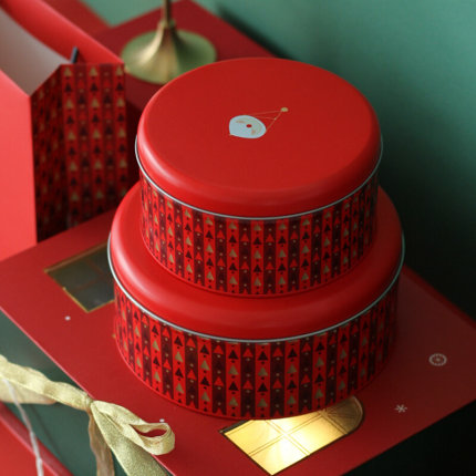 圣诞节包装曲奇饼干包装盒铁盒红色绿色大号空盒子礼物盒糖果盒